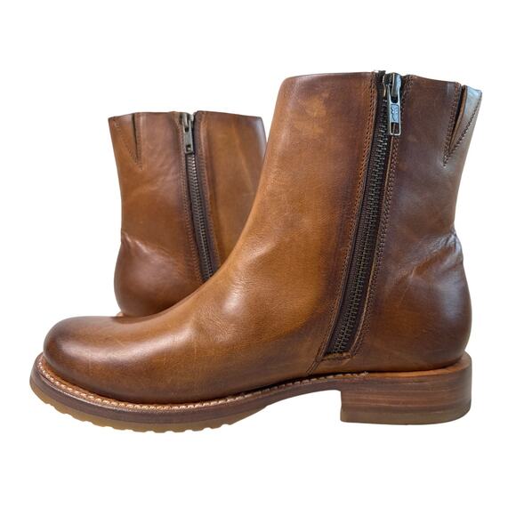 Frye Boot Veronica Ankle 6" Shaft Women's 8B Brown Leather Inside Zip Round Toe - Picture 3 of 11